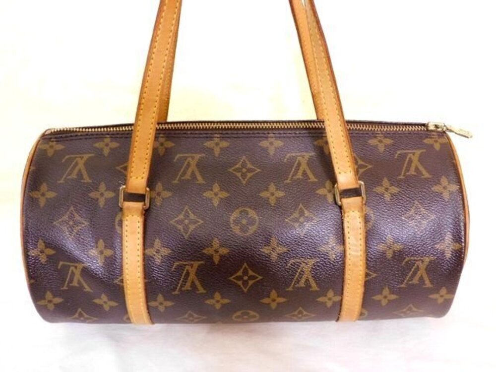 Louis Vuitton Monogram Handbag Papillon Cylindrical Brown